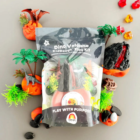 Earth Grown KidDough: Bagged Sensory Kit - Dino Volcano